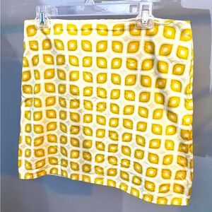 J Crew yellow and cream retro style skirt with pockets mini skirt zip up back